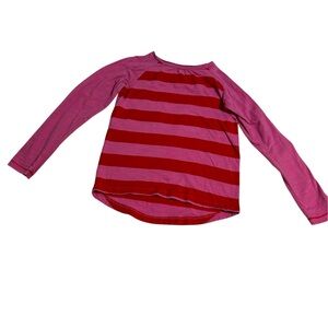 Hanna Andersson pink and red striped long sleeve organic tee size 10